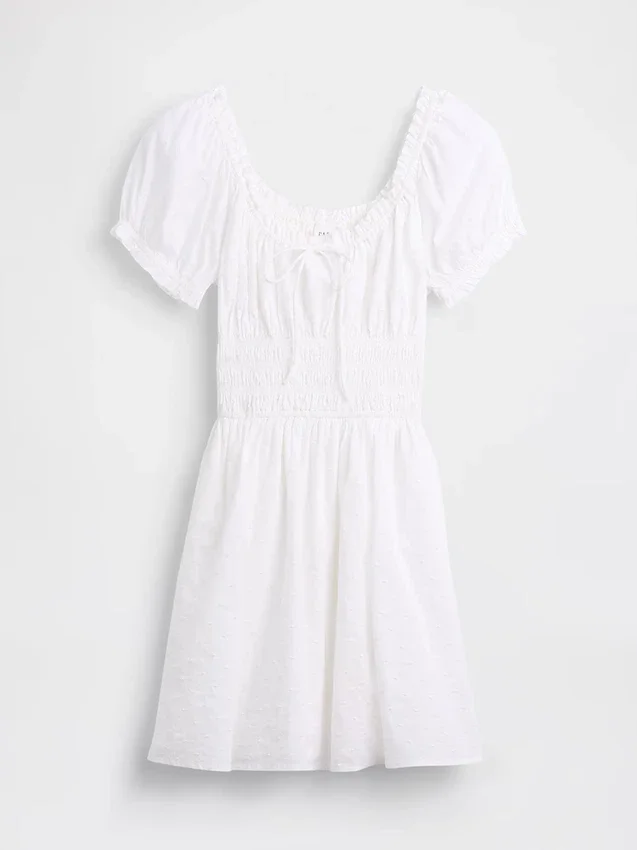 Minikleid mit gesmokter Taille