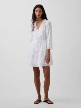 Minikleid mit Spitzenbesatz