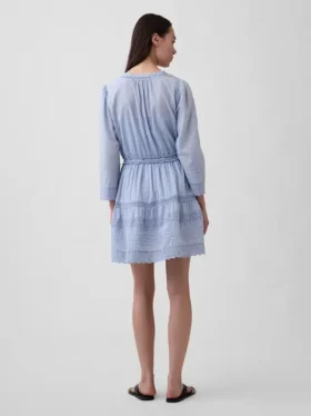 Minikleid mit Spitzenbesatz