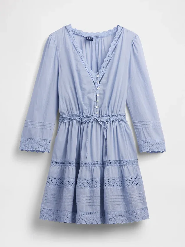 Minikleid mit Spitzenbesatz