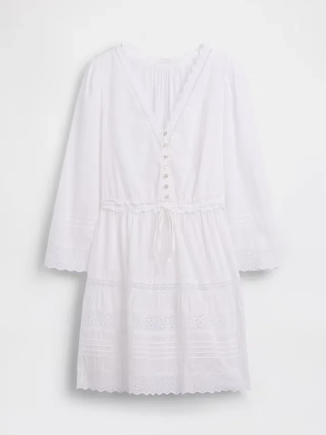 Minikleid mit Spitzenbesatz