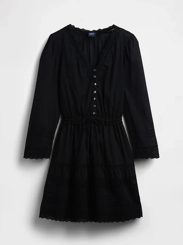 Minikleid mit Spitzenbesatz