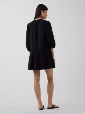 Minikleid mit tief sitzender Taille und Spitzenbesatz