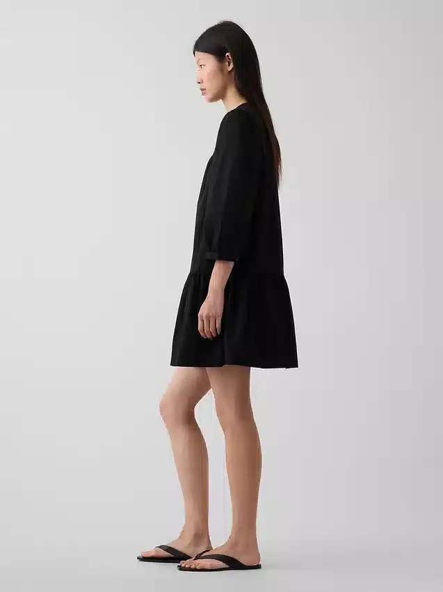 Minikleid mit tief sitzender Taille und Spitzenbesatz