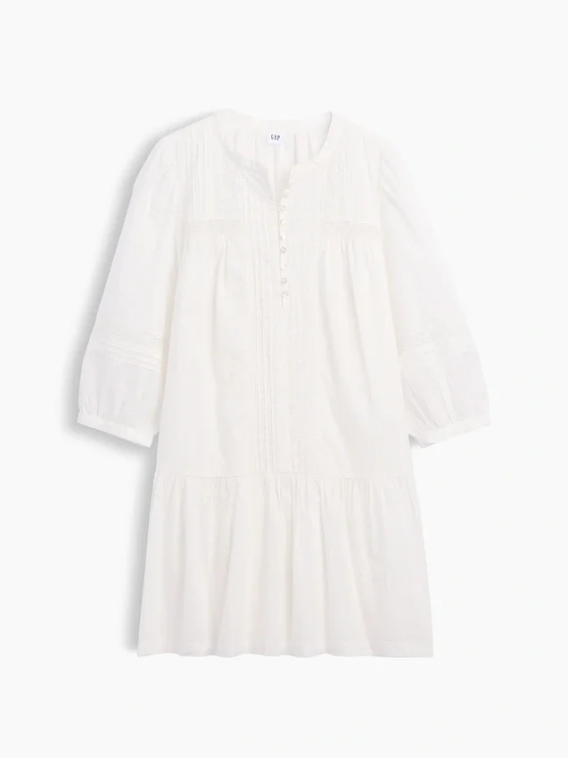 Minikleid mit tief sitzender Taille und Spitzenbesatz