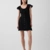 Minikleid mit U-Ausschnitt und Spitzenbesatz