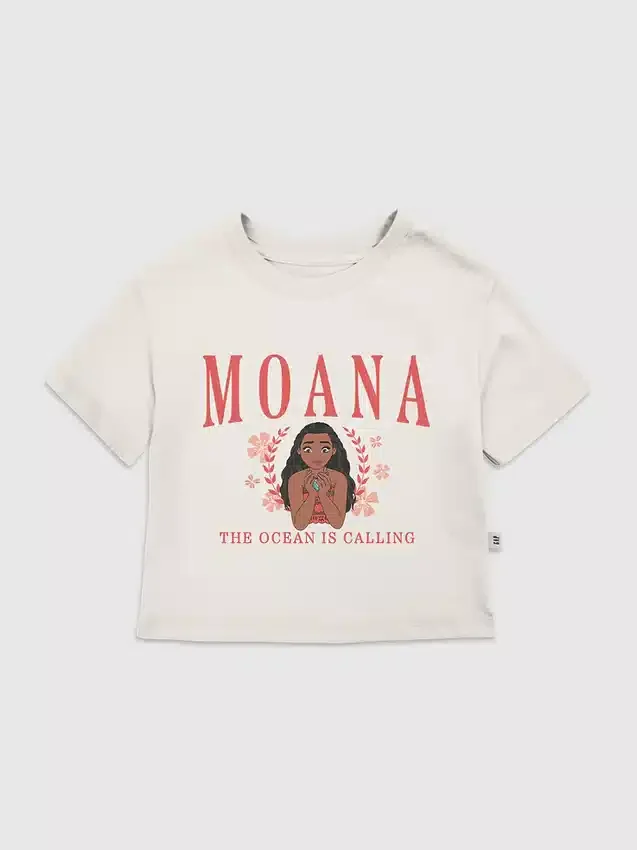 Moana-T-Shirt mit College-Motiv für Kleinkinder