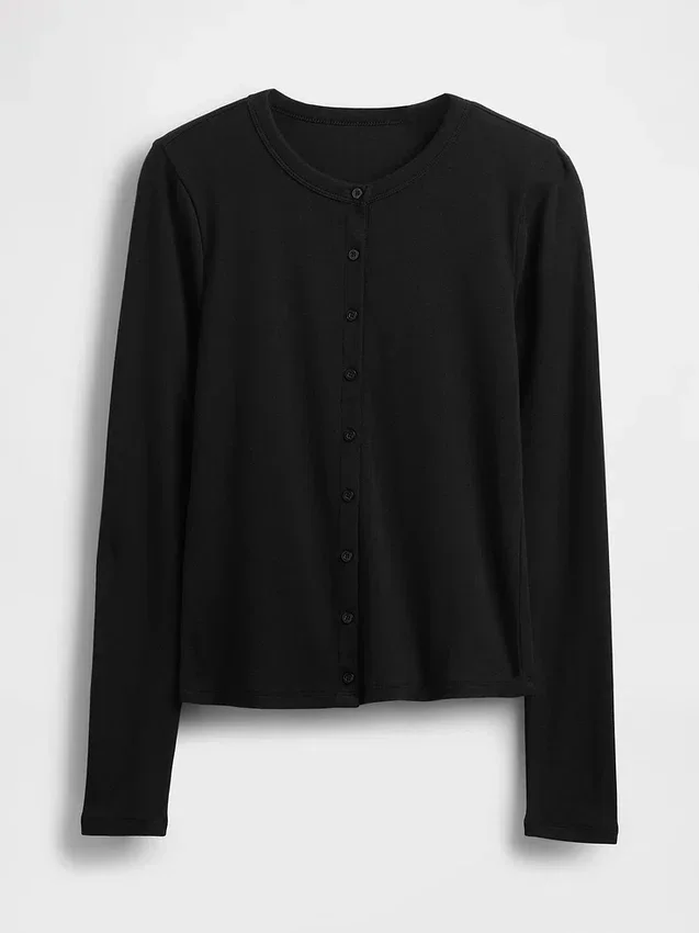 Moderne Strickjacke mit Rundhalsausschnitt