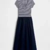 Modernes Maxikleid aus verschiedenen Materialien