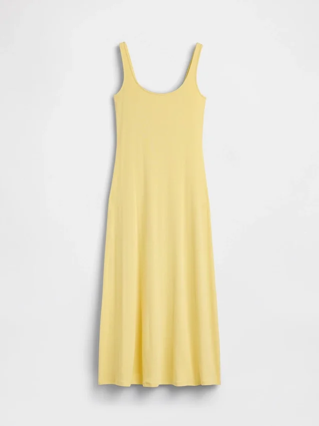 Modernes Maxikleid mit geripptem Ausschnitt