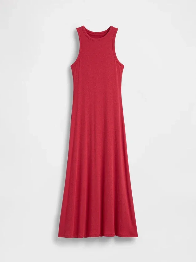 Modernes Maxikleid mit geripptem integrierten BH