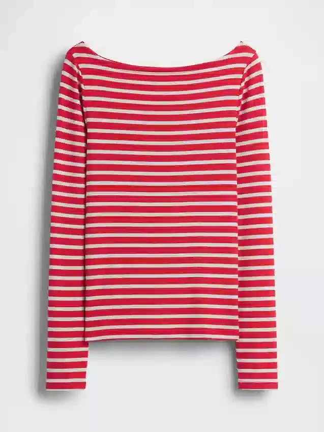 Modernes T-Shirt mit U-Boot-Ausschnitt