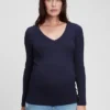 Modernes Umstandsmode-T-Shirt mit V-Ausschnitt