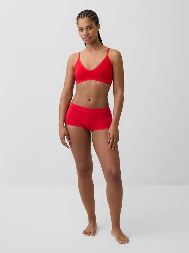 Nahtloses, geripptes Dreieck-Bralette