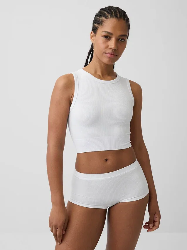 Nahtloses, geripptes, kurzes Tanktop