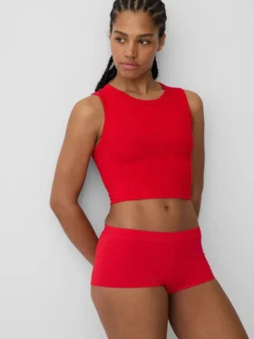 Nahtloses, geripptes, kurzes Tanktop