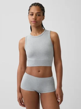Nahtloses, geripptes, kurzes Tanktop