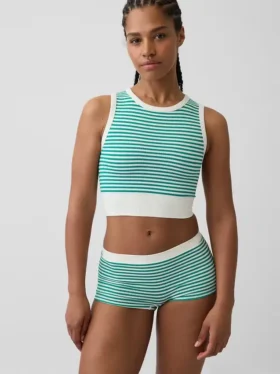Nahtloses, geripptes, kurzes Tanktop