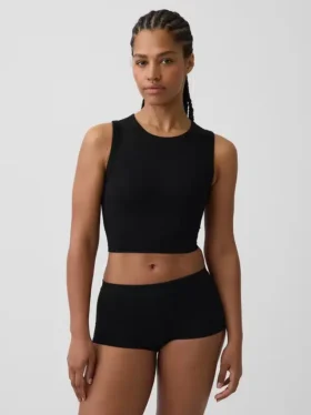 Nahtloses, geripptes, kurzes Tanktop