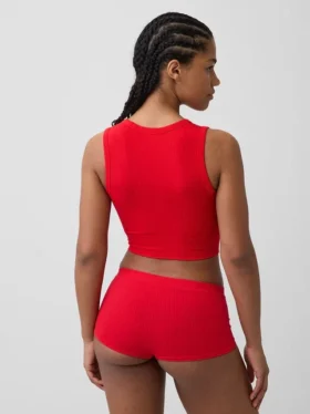 Nahtloses, geripptes, kurzes Tanktop