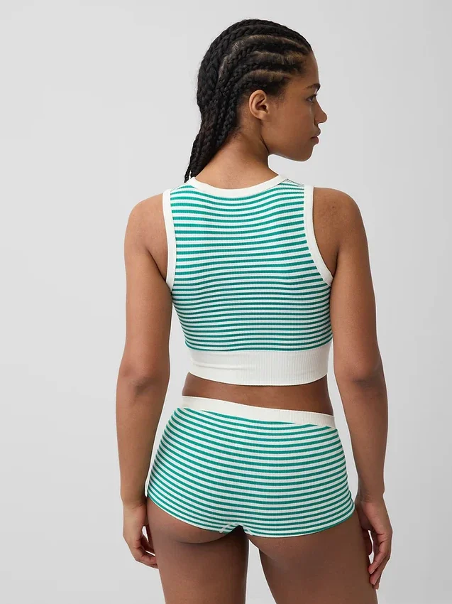 Nahtloses, geripptes, kurzes Tanktop