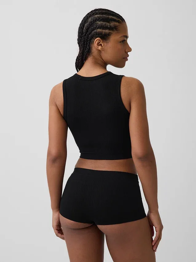 Nahtloses, geripptes, kurzes Tanktop