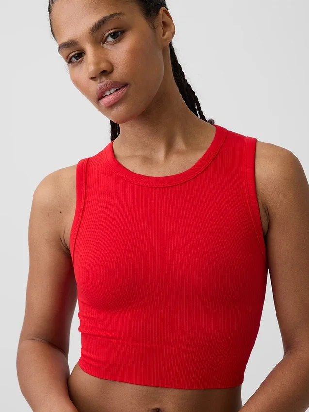 Nahtloses, geripptes, kurzes Tanktop