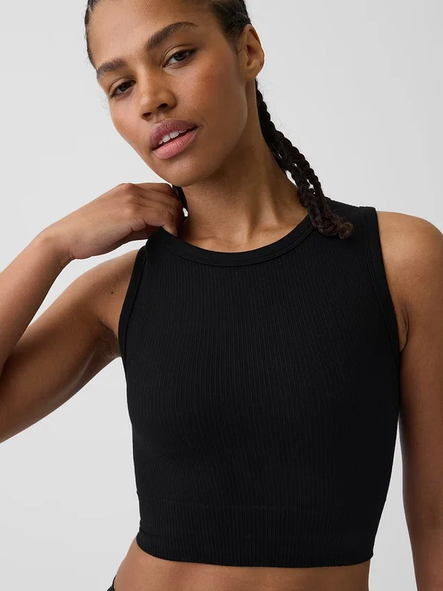 Nahtloses, geripptes, kurzes Tanktop