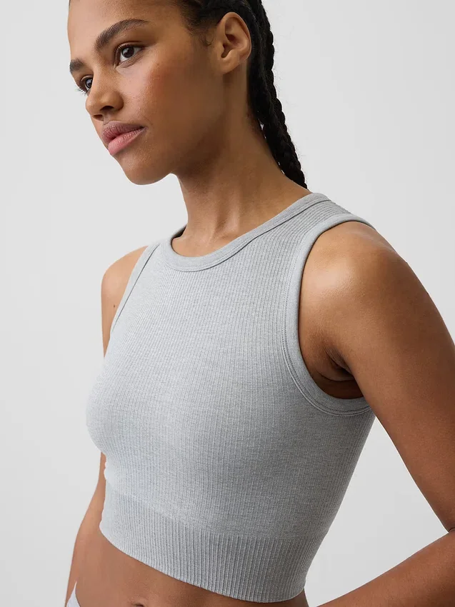 Nahtloses, geripptes, kurzes Tanktop
