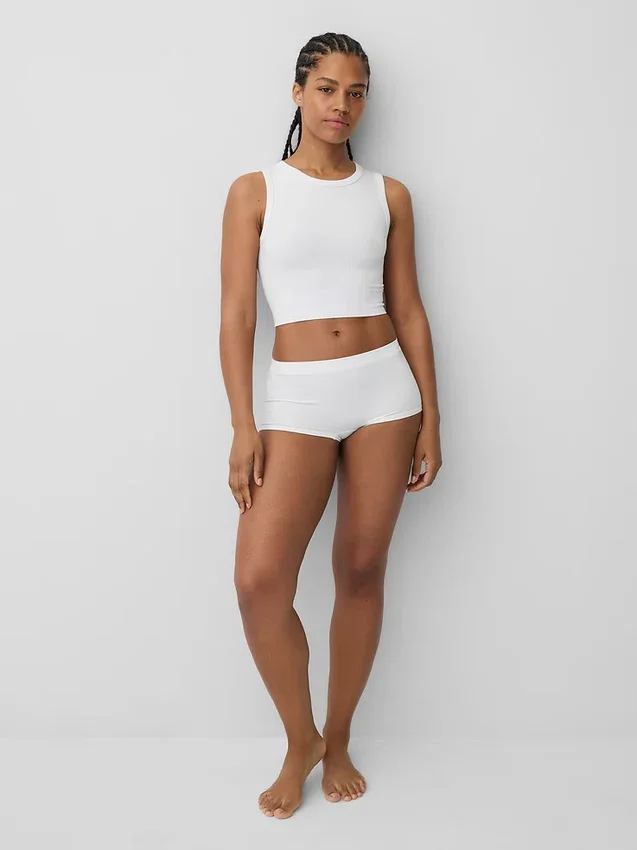 Nahtloses, geripptes, kurzes Tanktop