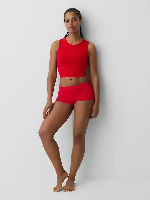 Nahtloses, geripptes, kurzes Tanktop