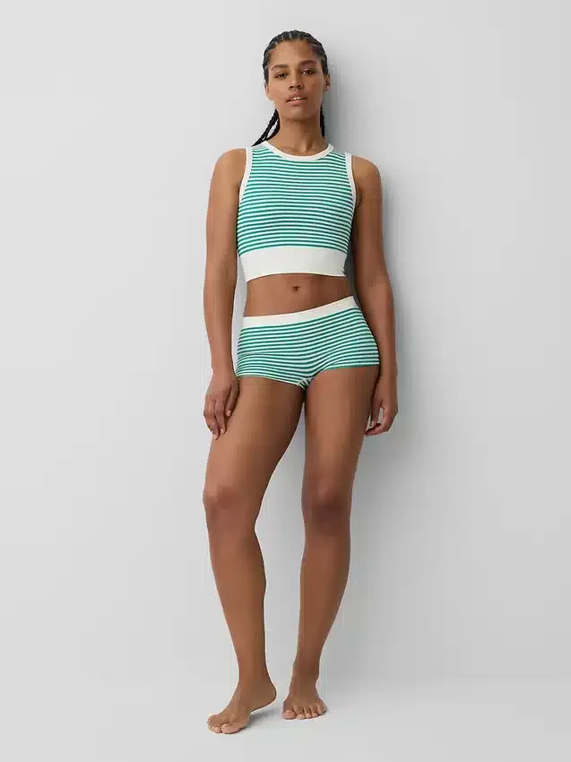 Nahtloses, geripptes, kurzes Tanktop