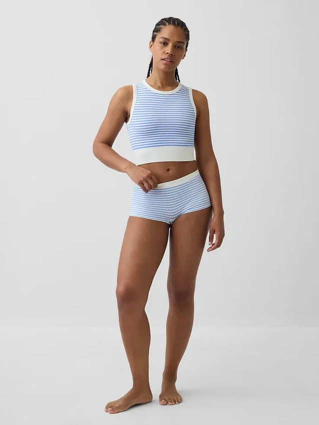 Nahtloses, geripptes, kurzes Tanktop