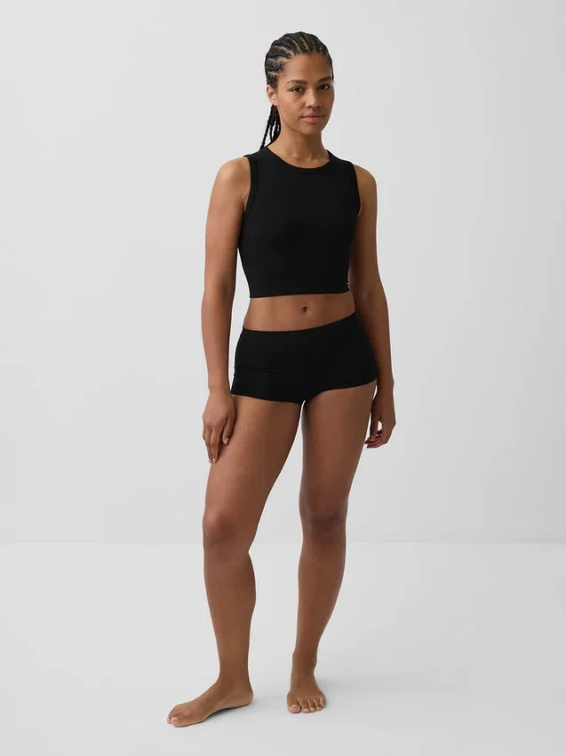 Nahtloses, geripptes, kurzes Tanktop