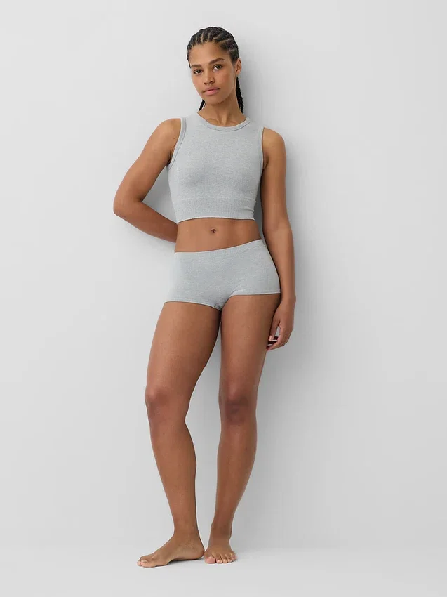 Nahtloses, geripptes, kurzes Tanktop