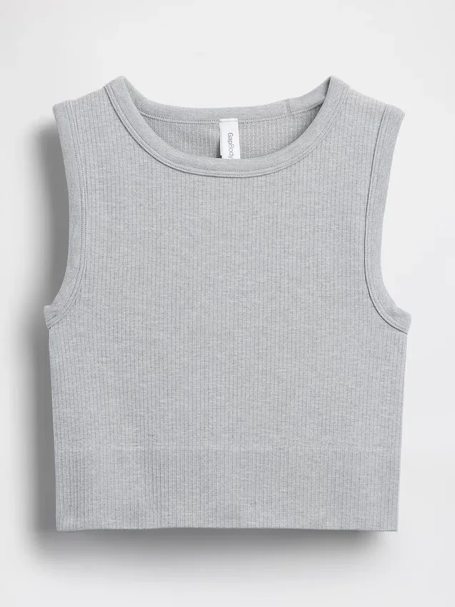 Nahtloses, geripptes, kurzes Tanktop