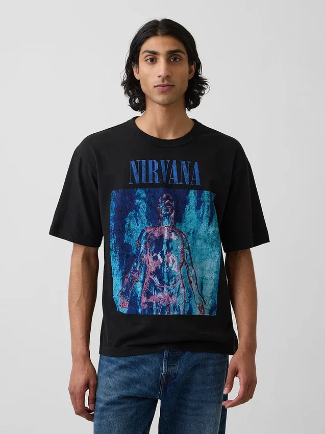 Nirvana Heavyweight Crop-T-Shirt mit Grafik