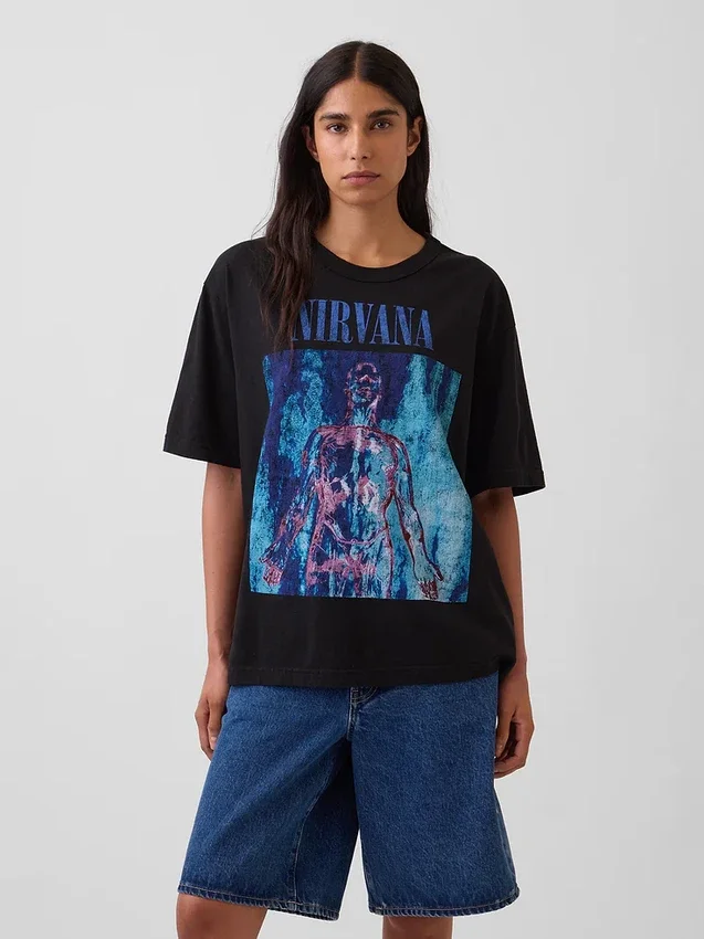 Nirvana Heavyweight Crop-T-Shirt mit Grafik