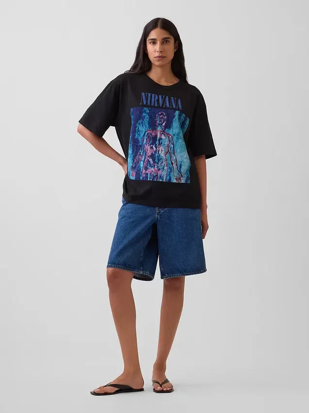 Nirvana Heavyweight Crop-T-Shirt mit Grafik