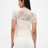 Oberteil aus Mesh mit floraler Spitze