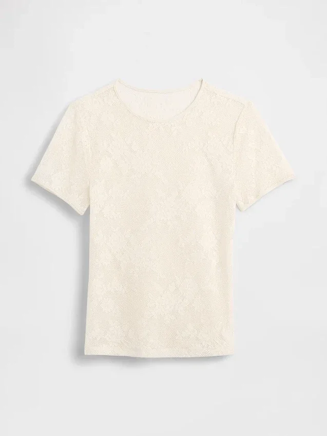 Oberteil aus Mesh mit floraler Spitze