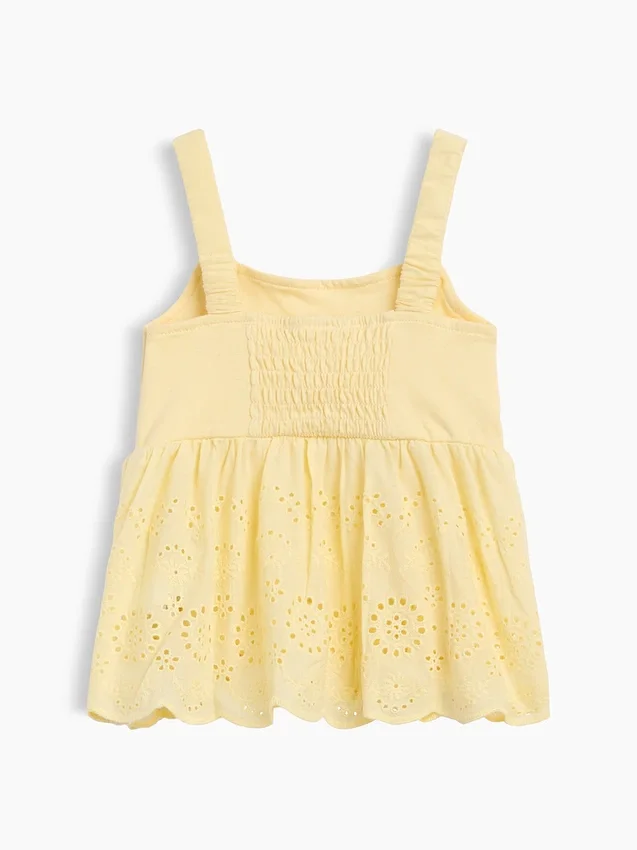Oberteil für Baby & Kleinkind mit Lochstickerei am Saum