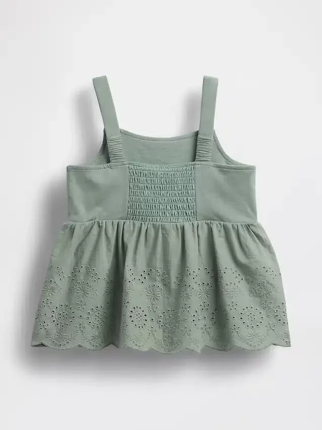 Oberteil für Baby & Kleinkind mit Lochstickerei am Saum