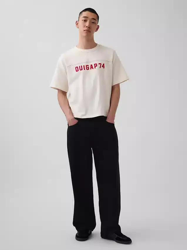 Ouigap Schweres Crop-T-Shirt mit Logo