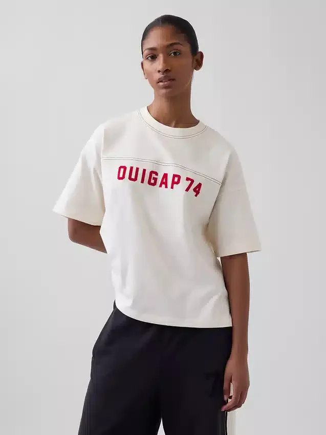Ouigap Schweres Crop-T-Shirt mit Logo