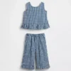 Outfit-Set für Baby & Kleinkind aus Gingham-Denim mit Rüschen am Saum