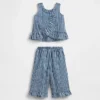 Outfit-Set für Baby & Kleinkind aus Gingham-Denim mit Rüschen am Saum