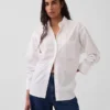 Oversize-Bluse aus Bio-Baumwollpopeline mit gerafften Ärmeln