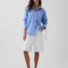 Oversize-Bluse aus Bio-Baumwollpopeline mit gerafften Ärmeln