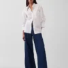 Oversize-Bluse aus Bio-Baumwollpopeline mit gerafften Ärmeln